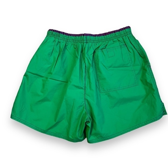 VTG 90s Hobie Swim Trunks Green Purple Mesh Liner Pockets Logo Beach Medium - Picture 7 of 8